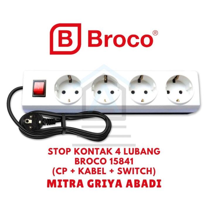 Stop Kontak 4 Lubang + Kabel + Saklar Broco 15841 (Child Protection)