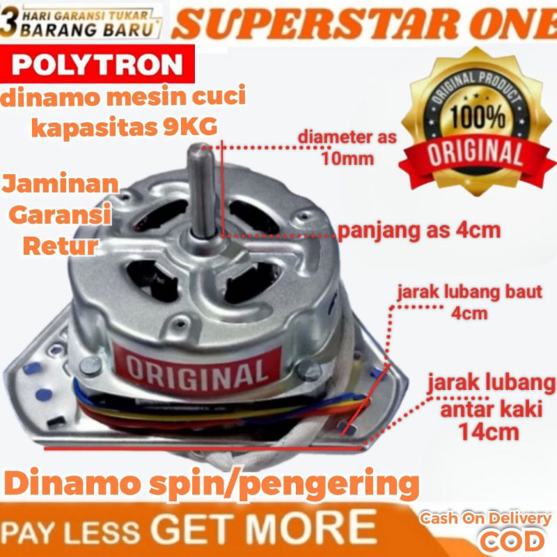 Dinamo spin/pengering mesin cuci polytron kapasitas 9kg