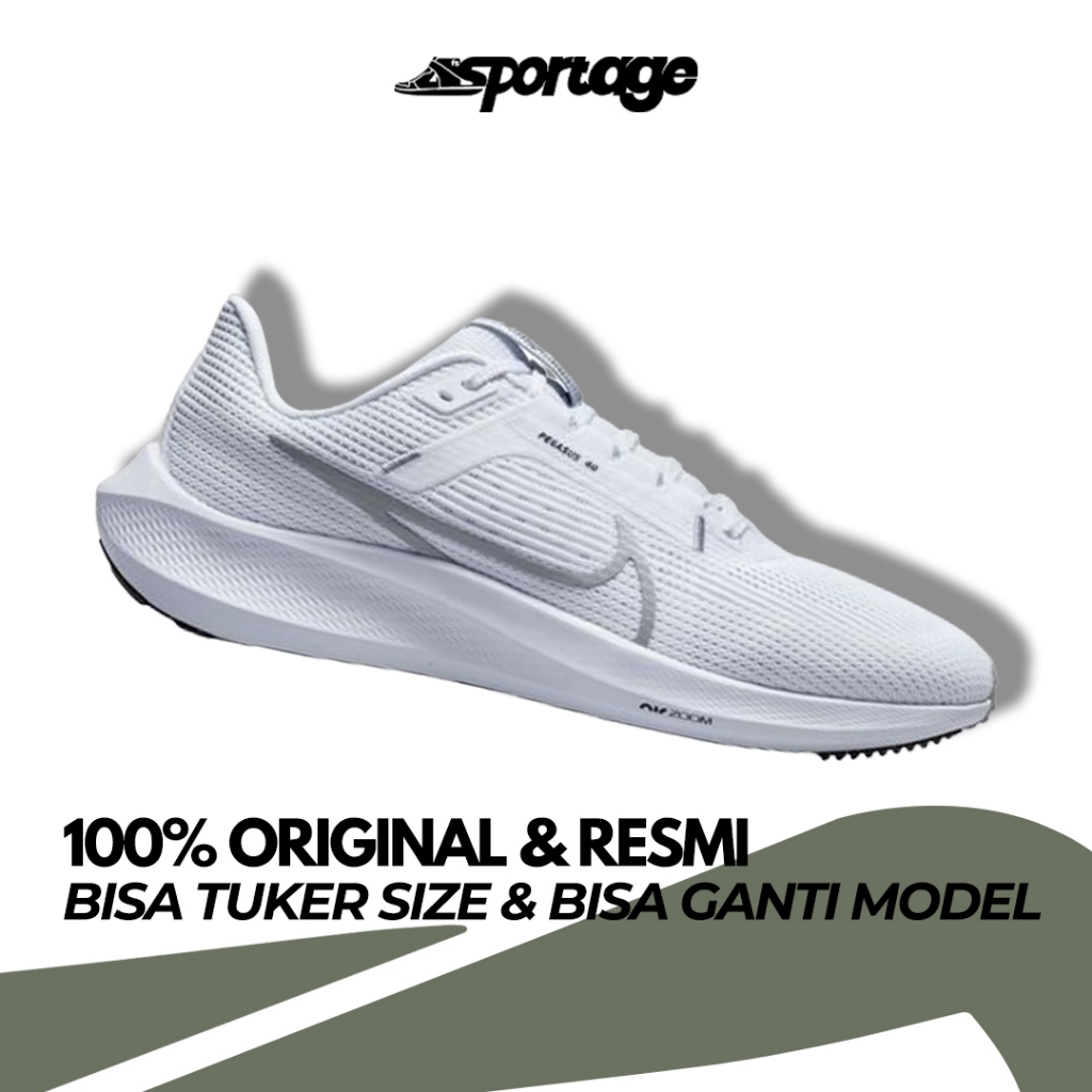 Sepatu Lari Pria Nike Air Zoom Pegasus 40 White Wolf Grey Black