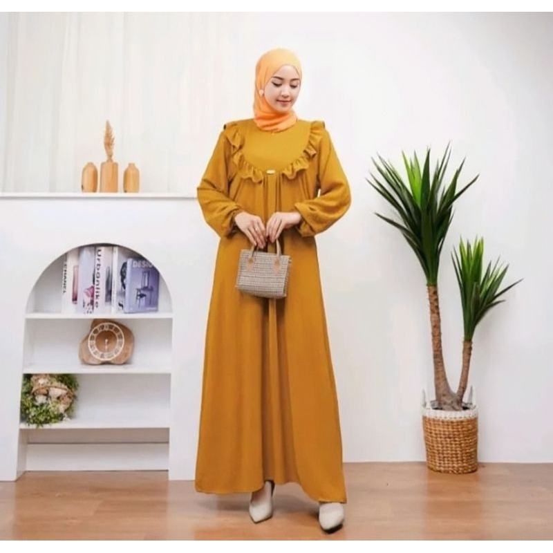 GAMIS MOANA MODEL POLOS TERBARU 2024, BAHAN CRINKLE AIRFLOW PREMIUM, TEKSTUR BAHAN LEMBUT JATUH