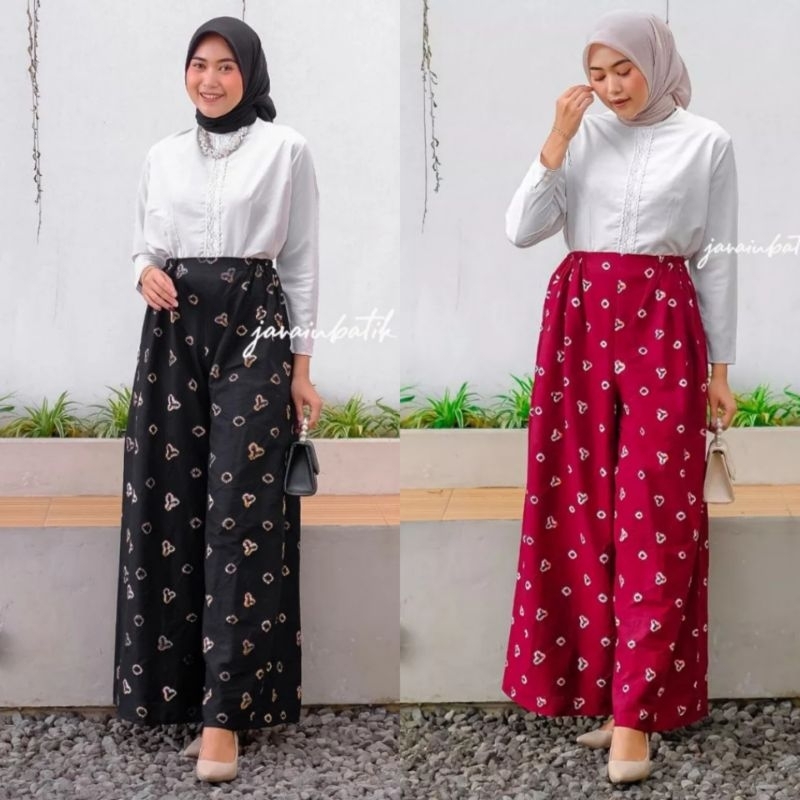 CELANA KULOT BATIK MOTIF JUMPUTAN SHIBORI OOTD MOTIF TERBARU