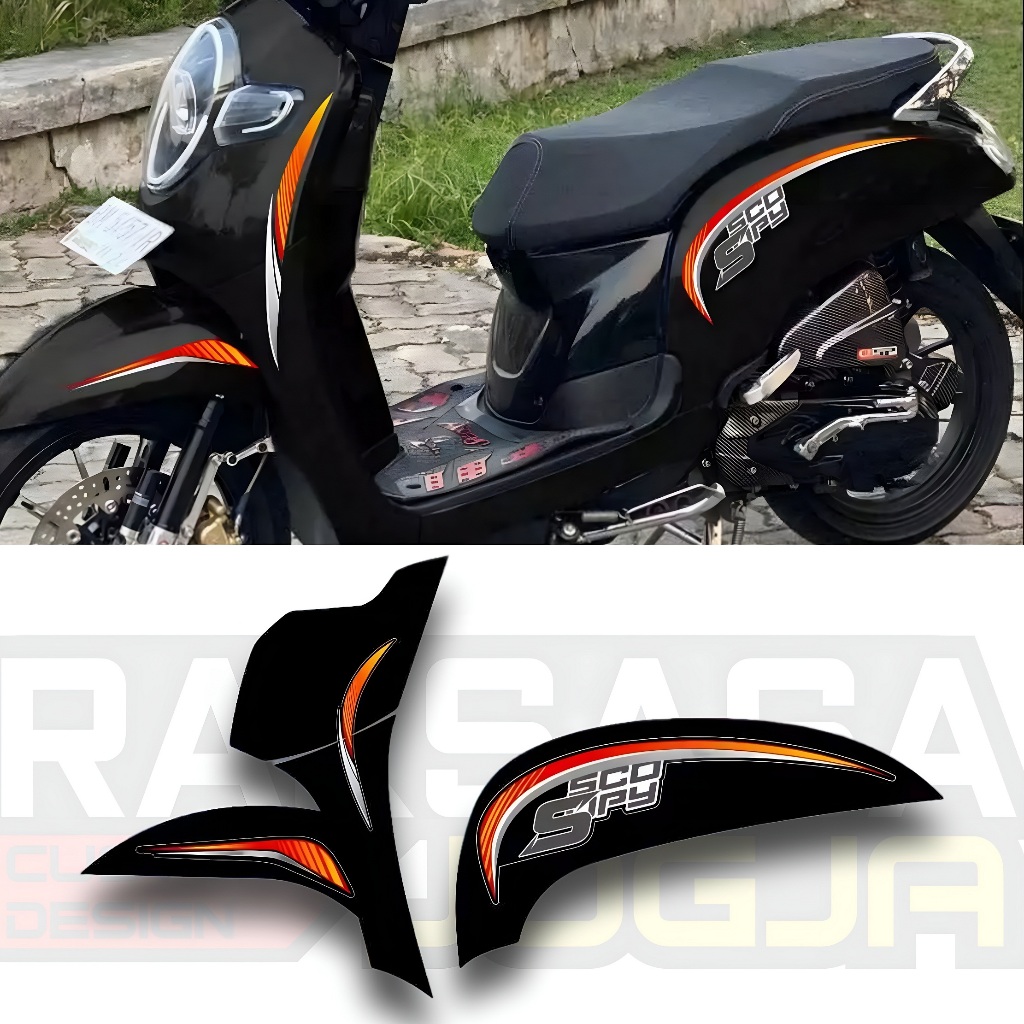 STRIPING SCOOPY 2021TRANSPARAN MOTIF TERBARU VIRAL HITAM PUTIH 6