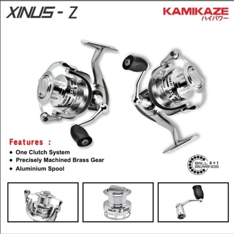 reel pancing kamikaze xinus z 3000 power handle untuk kolam galatama alumunium spool