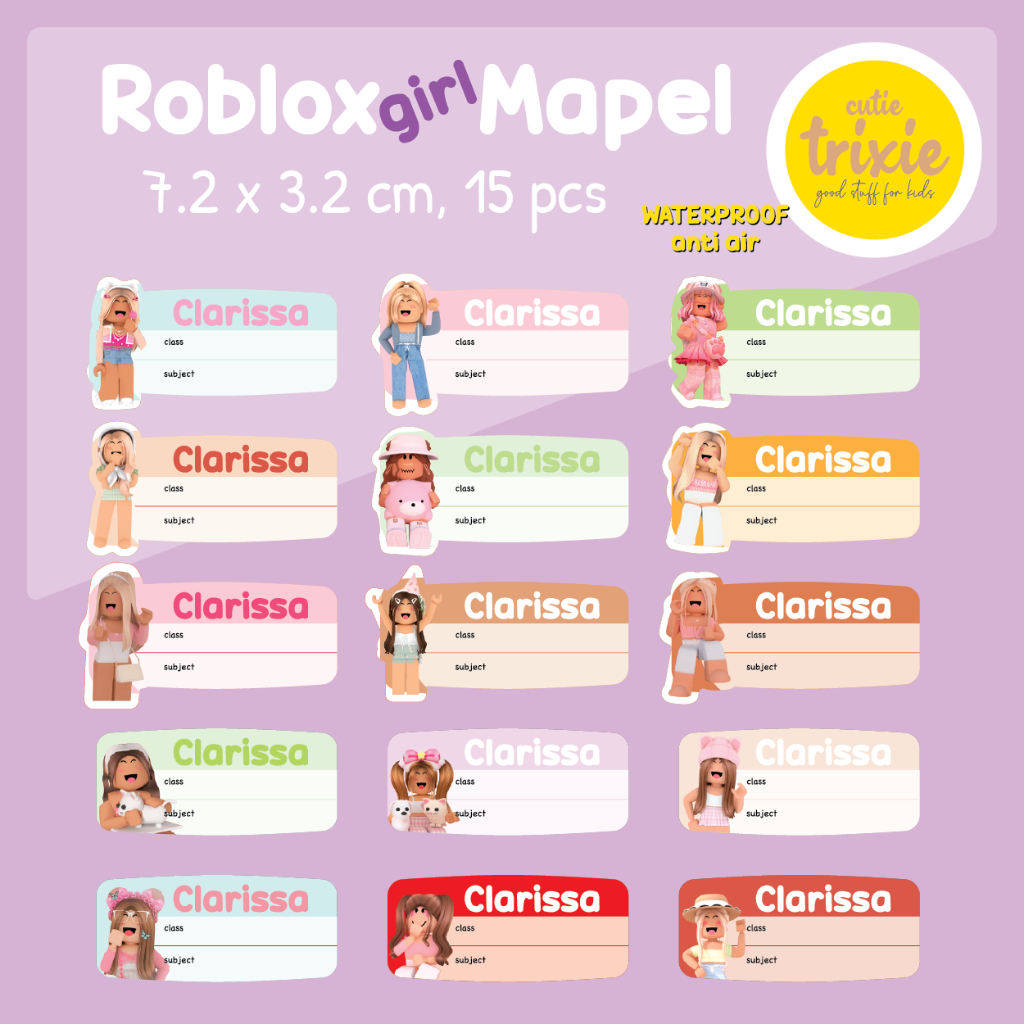 

Sticker Label Buku Mata Pelajaran Mapel Roblox Girl