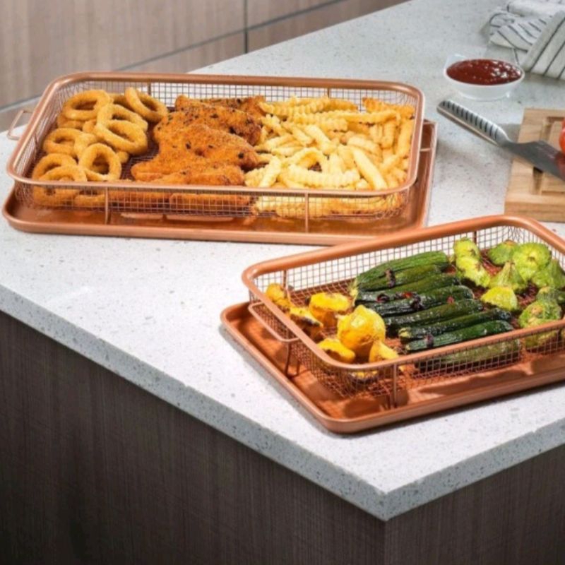 Oven Fryer Tray Nampan Tirisan Minyak Goreng Stainless Steel/Baking Tray Oven Frying Basket Food Grade