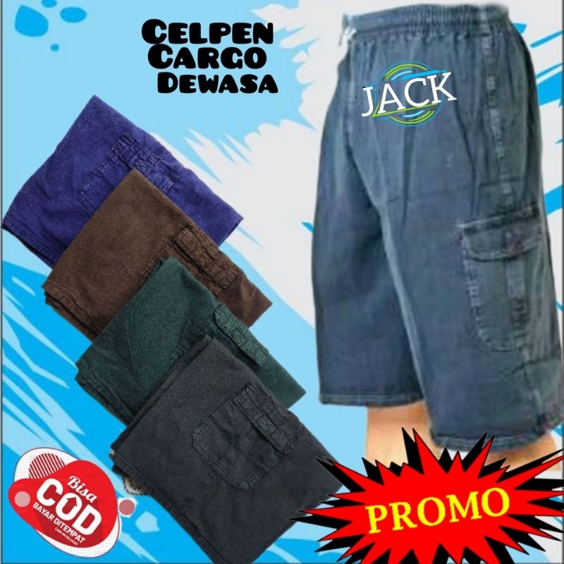 Celana Pendek Cargo Pria Dewasa Saku Samping Kolor Pinggang Karet