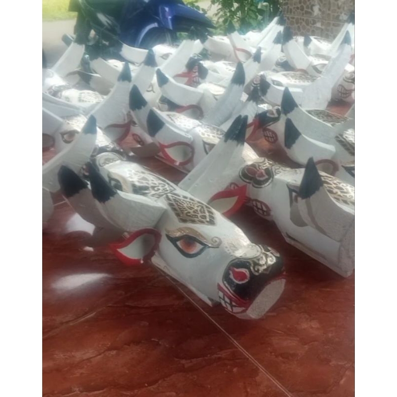 bantengan anak/kepala banteng/bantengan mainan anak (L:12-13cm, P:23cm anak SD)   (L: 14-15cm, P: 25