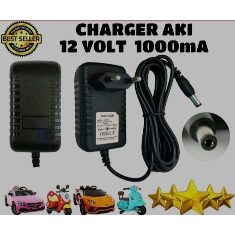 Charger Cas Mainan Mobil Mobilan Aki Original 12 Volt 12V 1A