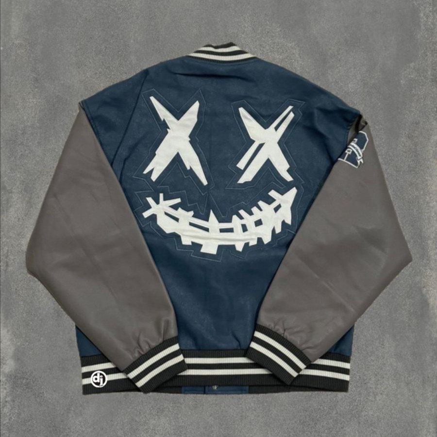 Ricky Is Clown Outline Varsity Jacket Navy
