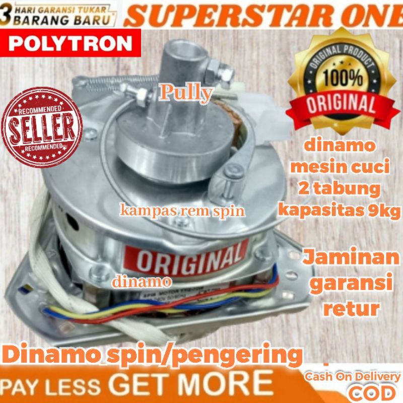 dinamo spin/pengering set pully mesin cuci polytron kapasitas 9kg