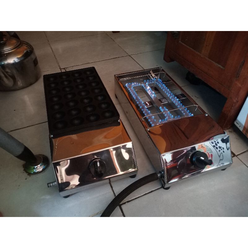 paket kompor dan loyang takoyaki 28 lubang diameter 4cm lubang cetakan