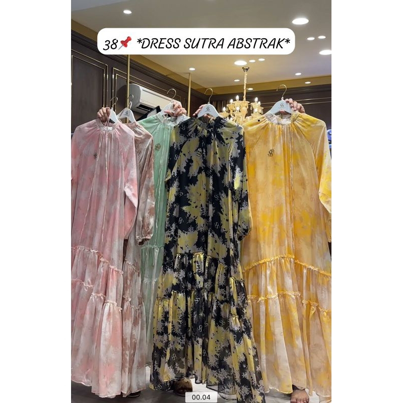 DRESS SUTRA ABSTRAK TERBARU PREMIUM IMPORT BY SHELLA SAUKIA ORIGINAL