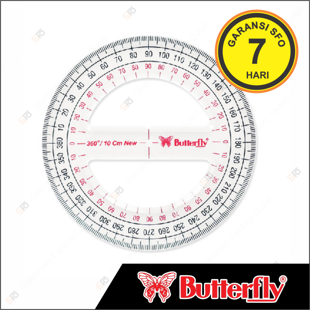 

Penggaris Busur Butterfly 360 derajat 10cm New - 2 Lubang