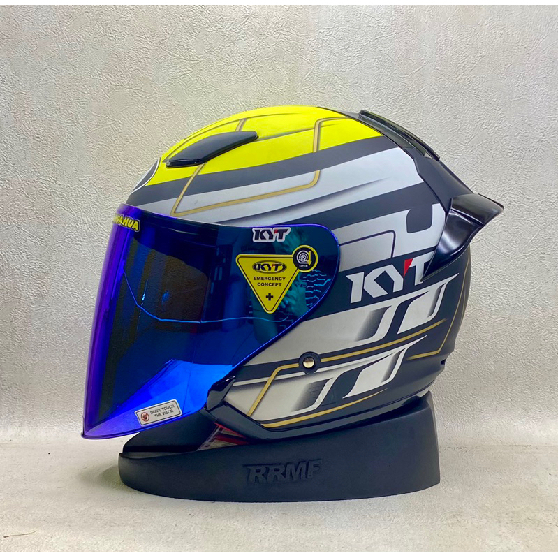 KYT DJ Maru #13 Yellow Doff I Paket Ganteng Spoiler I Visor Iridium - Helm Half Face KYT Original SN