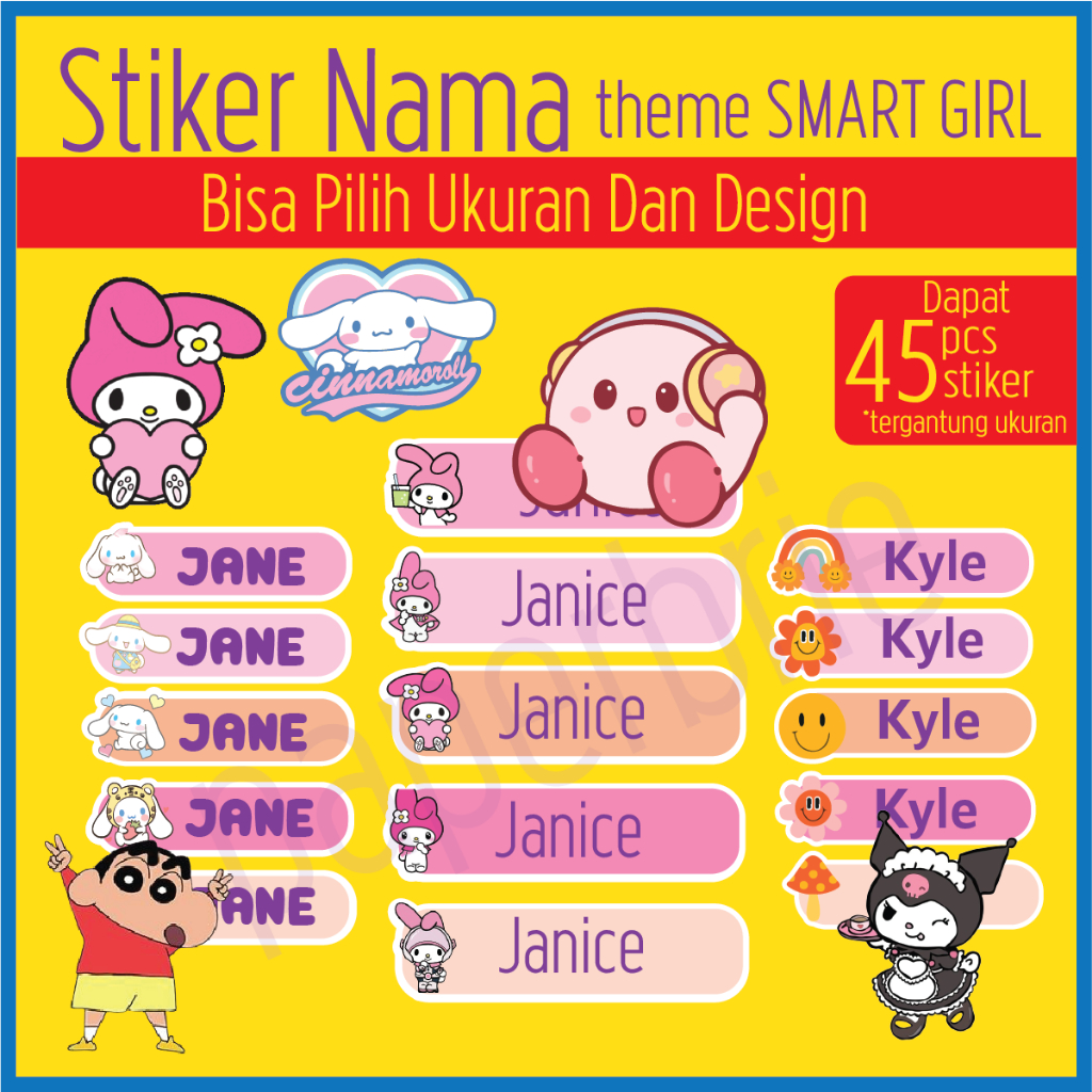 

Stiker label nama SMART GIRL anak Sticker buku anak sticker pensil kartun stiker tumble stiker botol