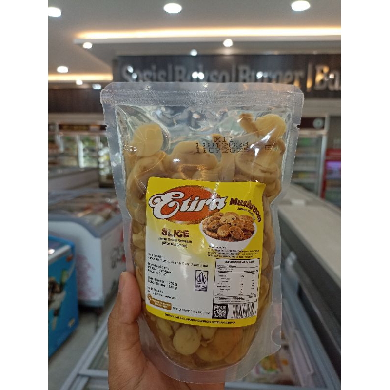 

e tira jamur slice dalam kemasan 250gr