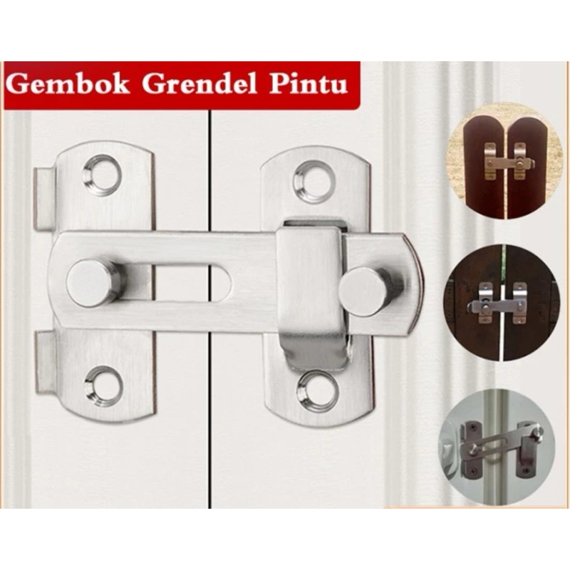 grendel pintu / kunci pintu geser / slot pintu geser / grendel kait stainless / kunci stainless kait