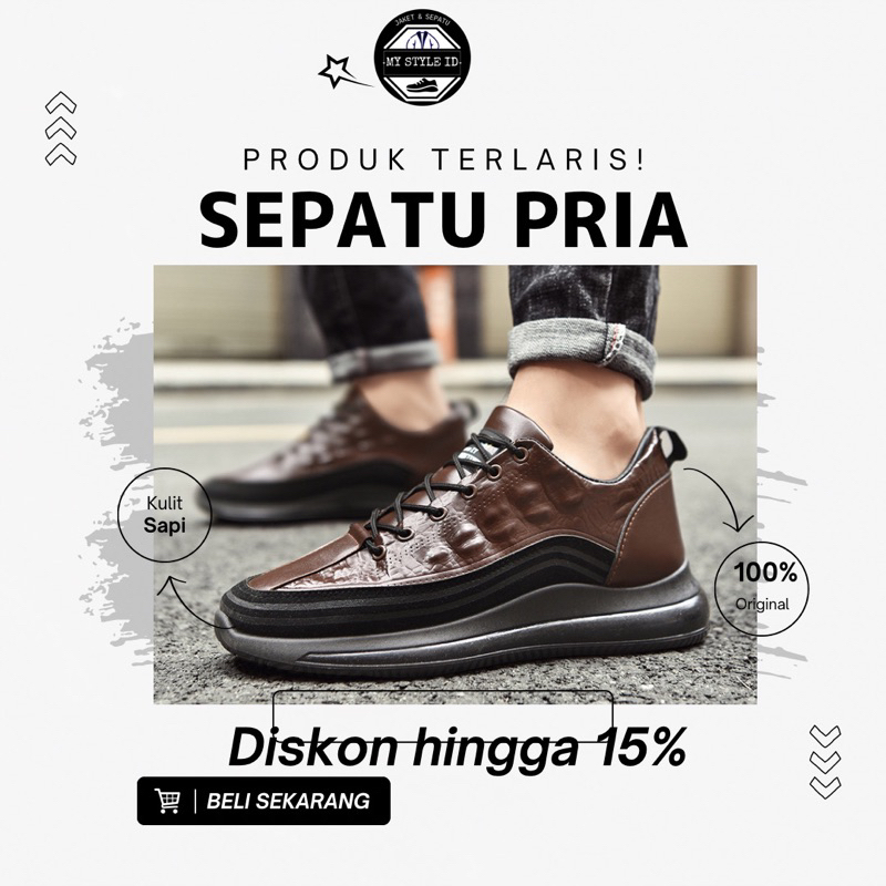 SEPATU SNEAKERS PRIA IMPOR TERBARU  PRIA 2023 SNEAKERS KASUAL MOTIF KULIT  BUAYA MEWAH