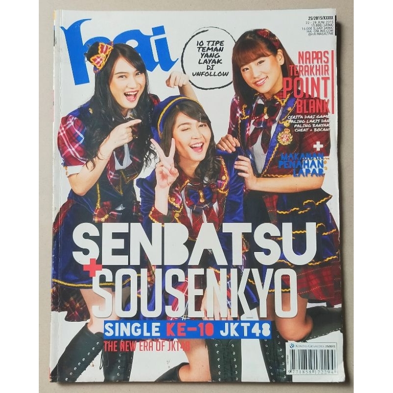 Majalah Hai no.25 / 22 Juni 2015 : Cover JKT48 Melody - Haruka - Vee Senbatsu Sousenkyo