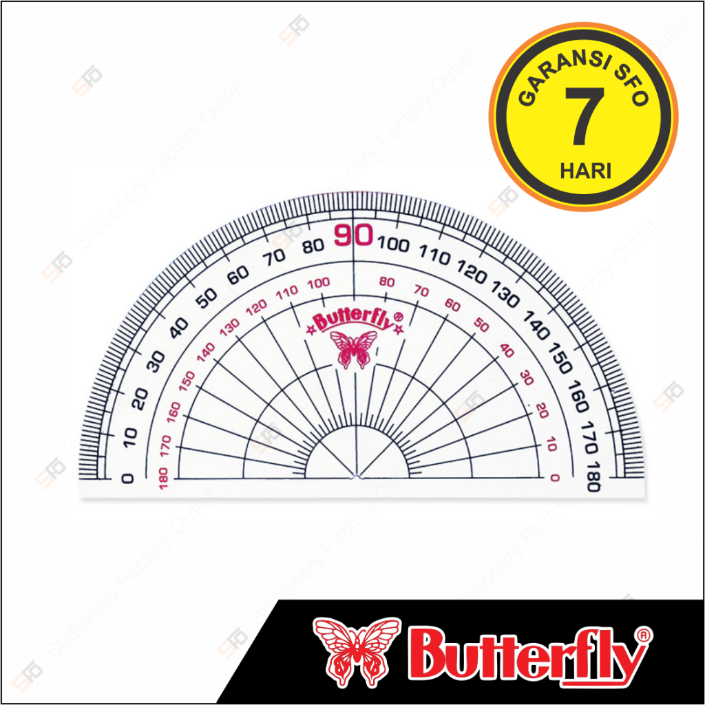 

Penggaris Busur Butterfly 180 derajat 12cm