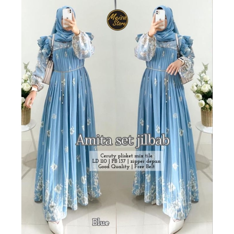 [[ READY STOCK ]] AMITA SET HIJAB BY SIGNADILA CERUTTY PLISKET BABYDOLL PREMIUM AMARO SET BY SPASSY 