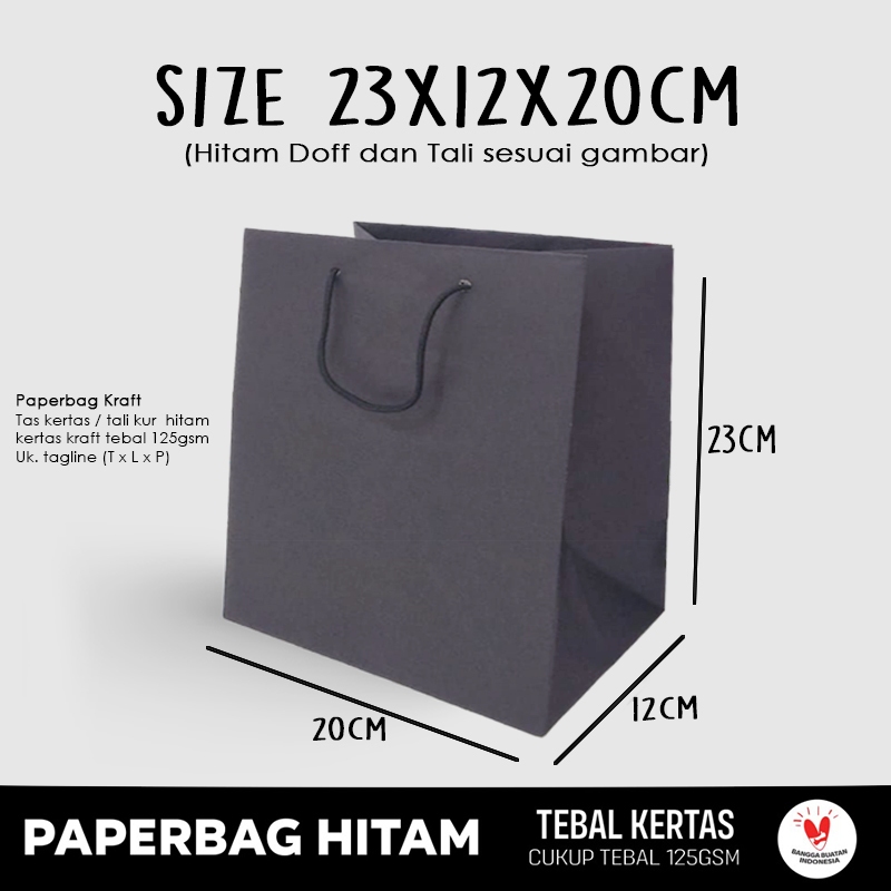 

Paper Bag Hitam Lunchbox 23x12x20 cm / Paper Bag Kado Packing Box Makanan, Kue / Paper Bag Polos Jumbo Online Shop