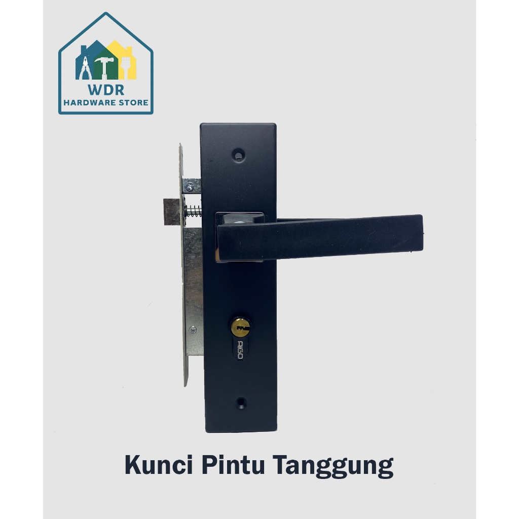 Kunci Pintu Hitam Tanggung Doff 20cm | Kunci Pintu Set Hitam Doff 20cm