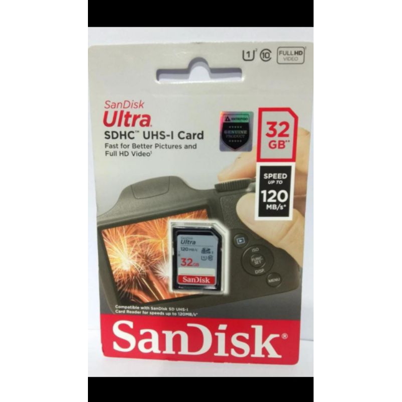 SDHC 32 GB Sandisk CL 10 120 Mbps