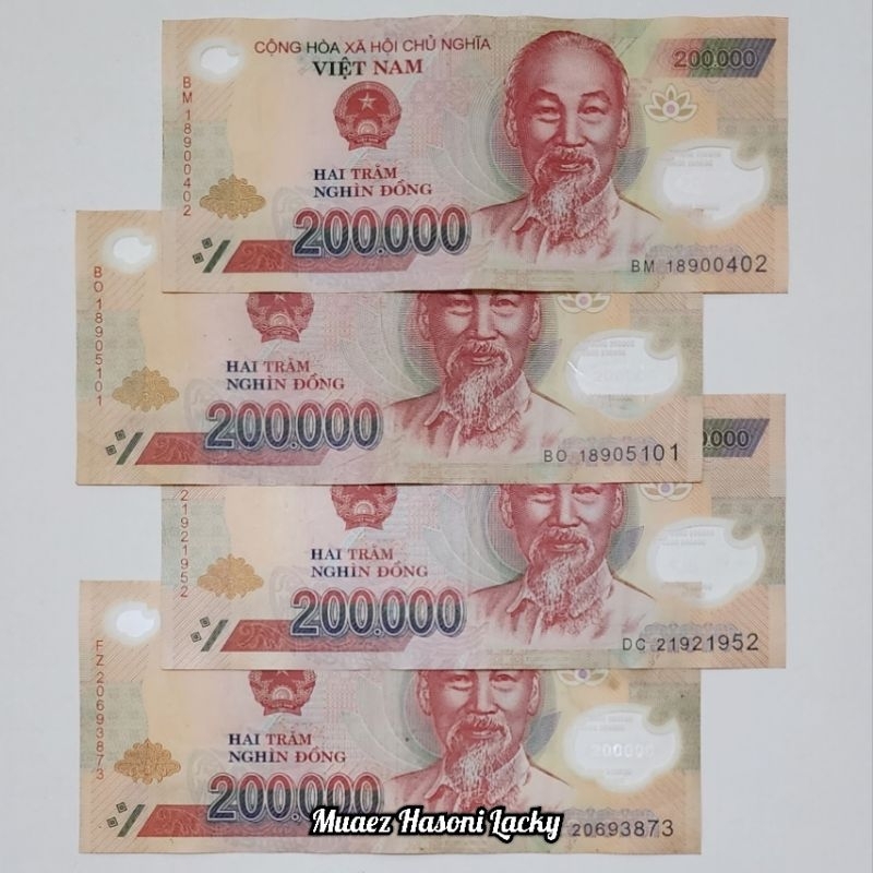 Koleksi Vietnam Dong Pecahan 200.000 Dong Polymer