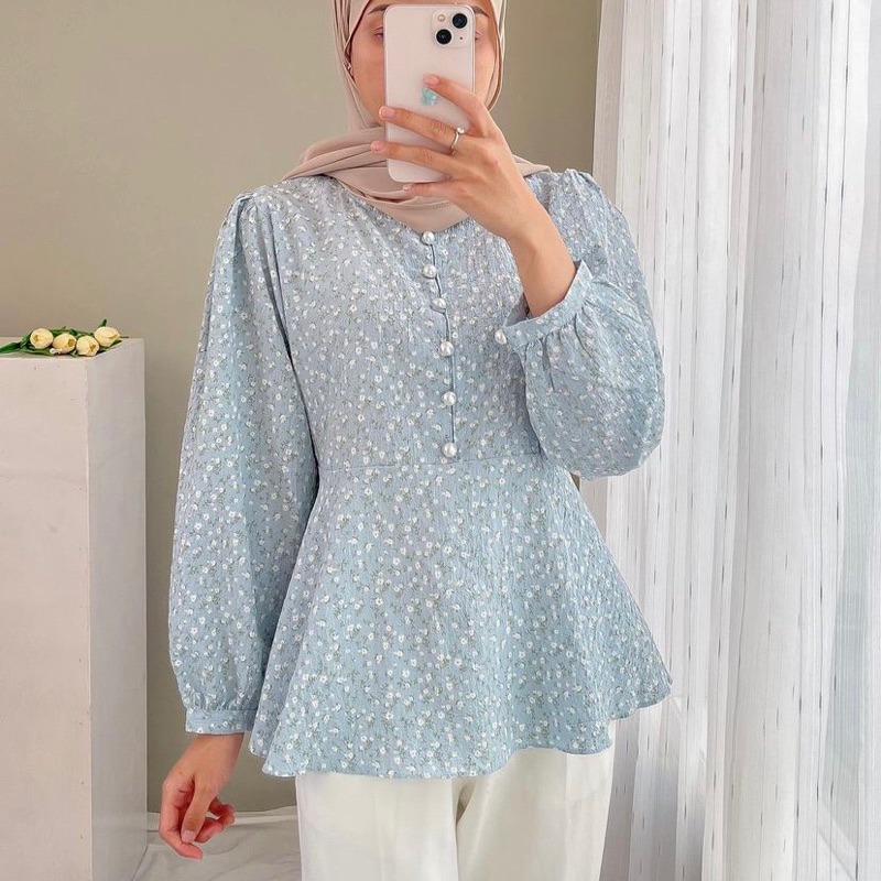 ANNE FLOWER BLOUSE SHAKILA | blouse korean style | blouse bunga adem | blouse vintage