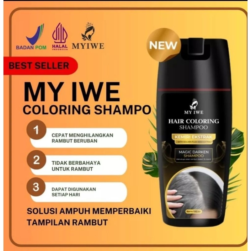 Sampo pewarna rambut,MY IWE HAIR COLORING SHAMPO,anti uban, sampo menghilangkan uban