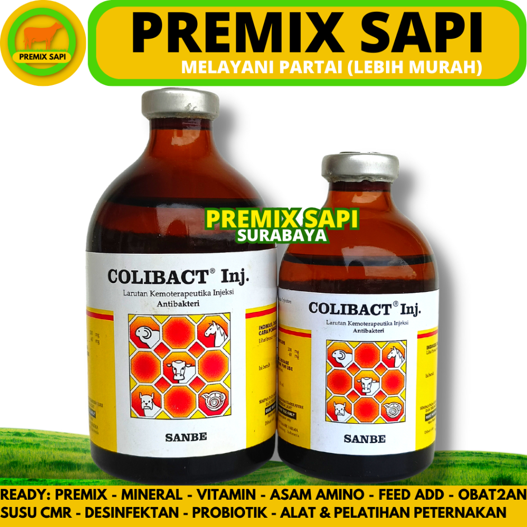 COLIBACT INJEKSI 50ML COLIBACT INJ 100ML SANBE - Obat Antibiotik Hewan Mencret Diare Sapi Kambing Do