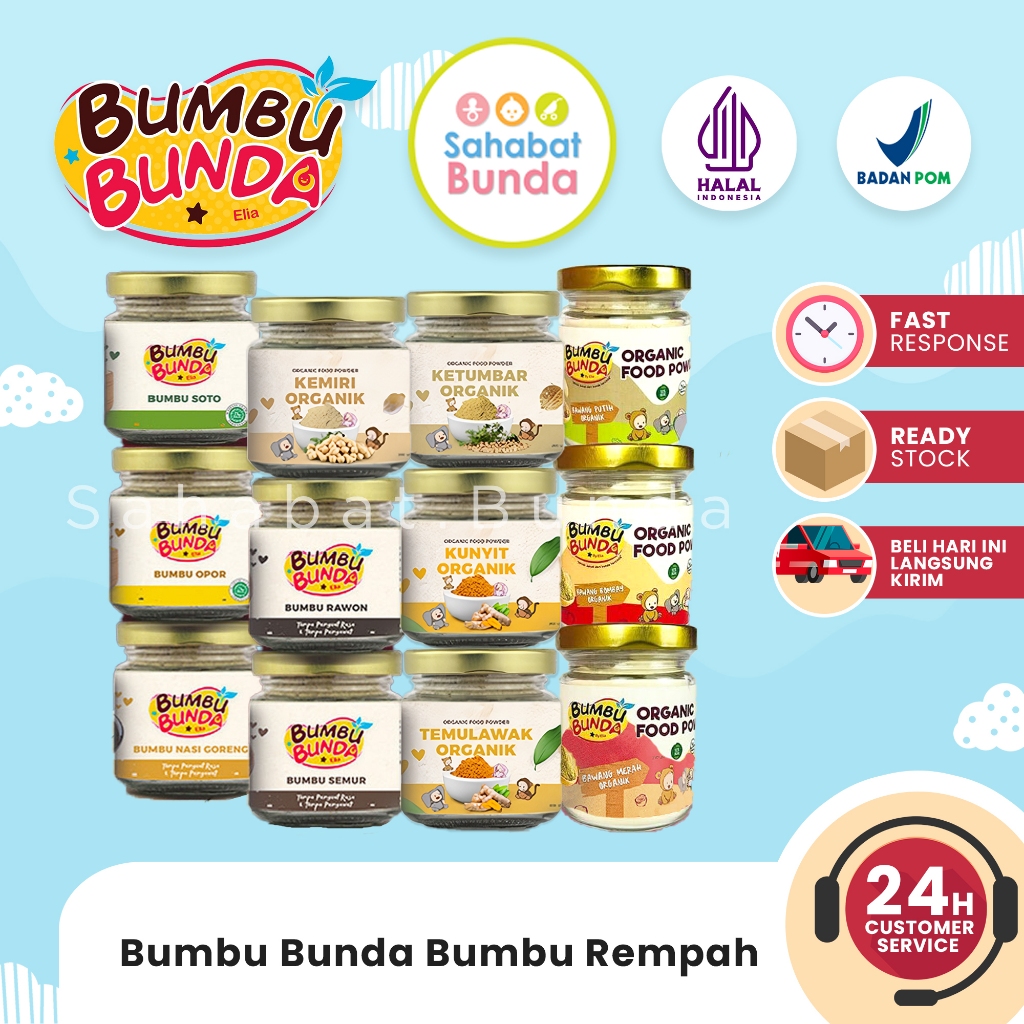 

BUMBU BUNDA Organic Food Powder Rempah MPASI / Kaldu MPASI / Kaldu Bayi / Lengkuas Organik Kunyit Organik Lada Putih Organik