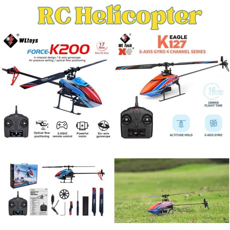 RC Helicopter WL XK K127 K200 Gyro 2.4G 4CH 6-Axis Helikopter