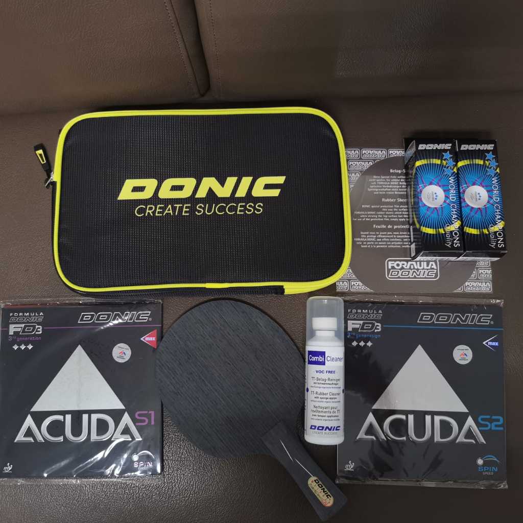 Bat Pingpong Donic Black Devil Lengkap karet Donic dan asesories Set