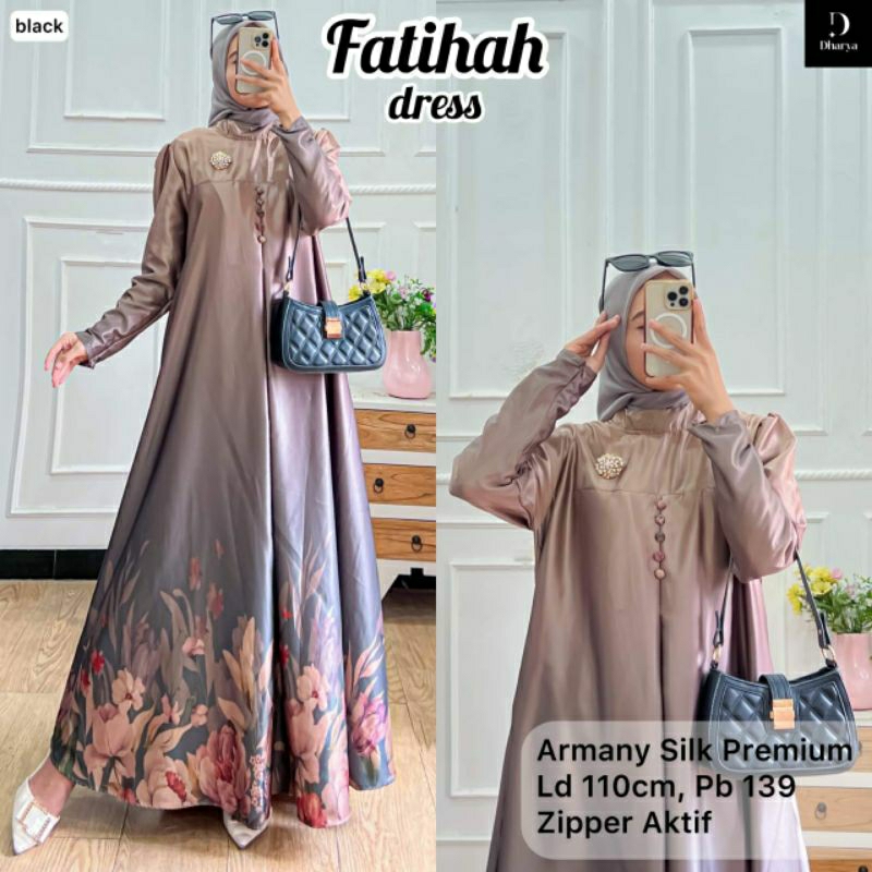 DRES ARMY SILK CANTIK FATIHAH DRESS BY DHARYA