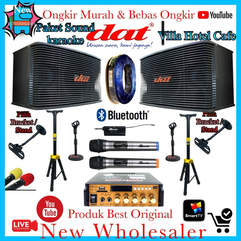 Paket sound speaker Set Karaoke Room 10 inch Dat Mic wireless Original