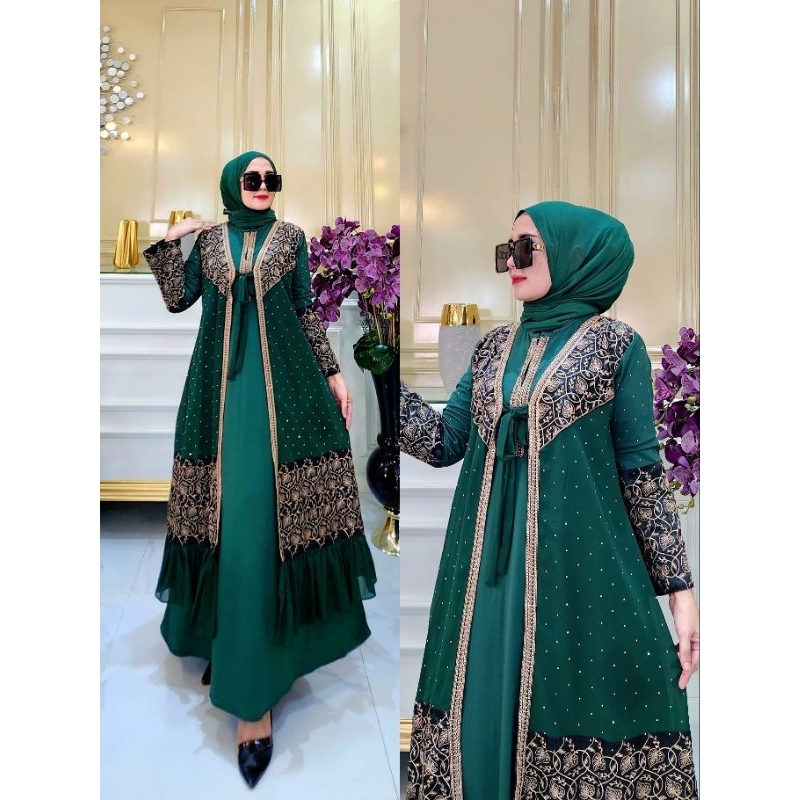 (Busui)Abaya Turkey Warna  Model Tali Depan