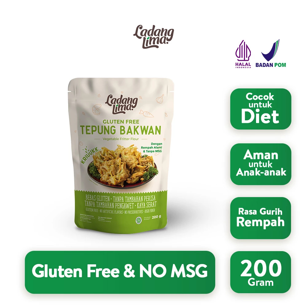

Ladang Lima Tepung Bakwan 200g - Bebas Gluten Terbuat Dari Bahan Alami