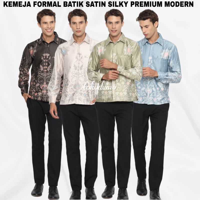 KEMEJA BATIK PRIA LENGAN PANJANG LENGAN PENDEK/ATASAN KEMEJA FORMAL PRIA BATIK PRINT SATIN PREMIUM S