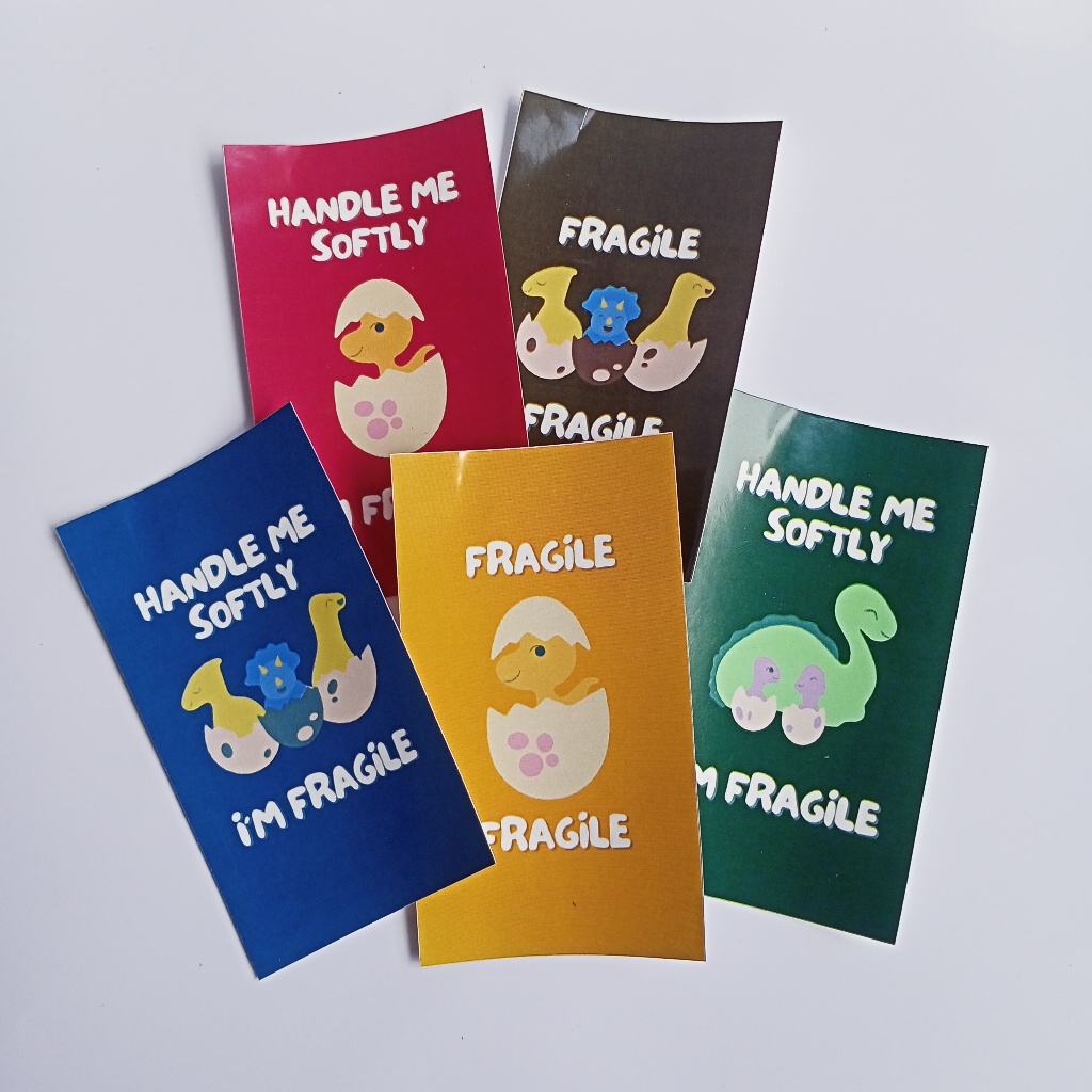 

SU004 / Sticker Usaha Sticker Fragile Custom Sticker Sticker Jualan Desain Sendiri / Sticker Fragile - Dino Warna Bold
