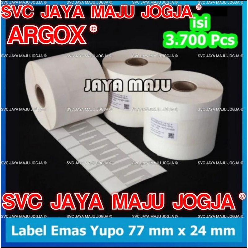 

[ ARGOX ] 77 X 24 YUPO SYNTHETIC - 2 LINE - FACE IN - ISI 3.700 PCS || CORE 1" || LABEL JEWELRY - PERHIASAN BERLIAN DIAMOND EMAS GOLD SILVER - OPTIK KACAMATA || 77X24 - ARGOX - OS 214 PLUS - OS 214 NU - CP2140M CP 2140M - CP 2240 - ISI 3700 PCS