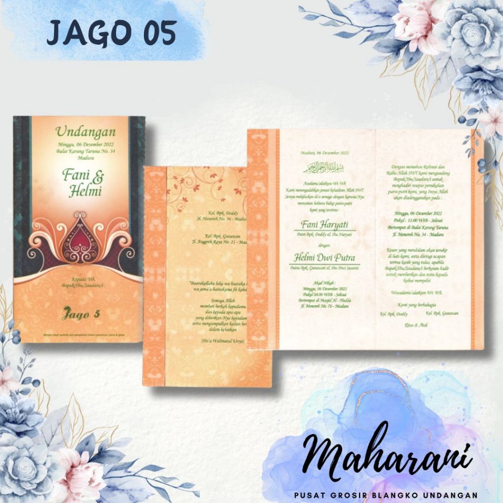 Blangko undangan atau kertas undangan pernikahan merek JAGO 5 dengan bahan kertas BC premium dengan 