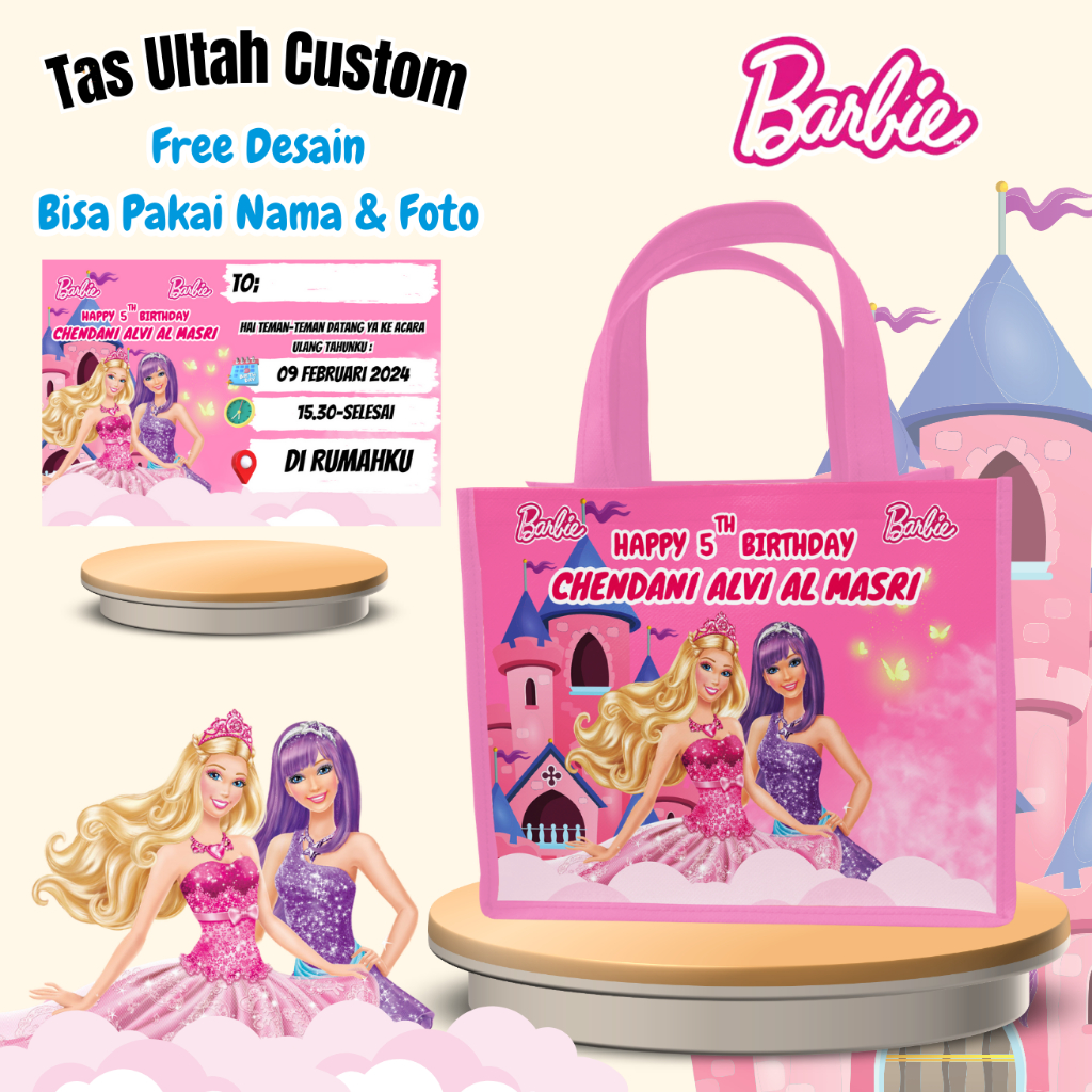 

50 Pcs Tas Ulang Tahun Anak Free Undangan Custom Foto Nama Goodie Bag