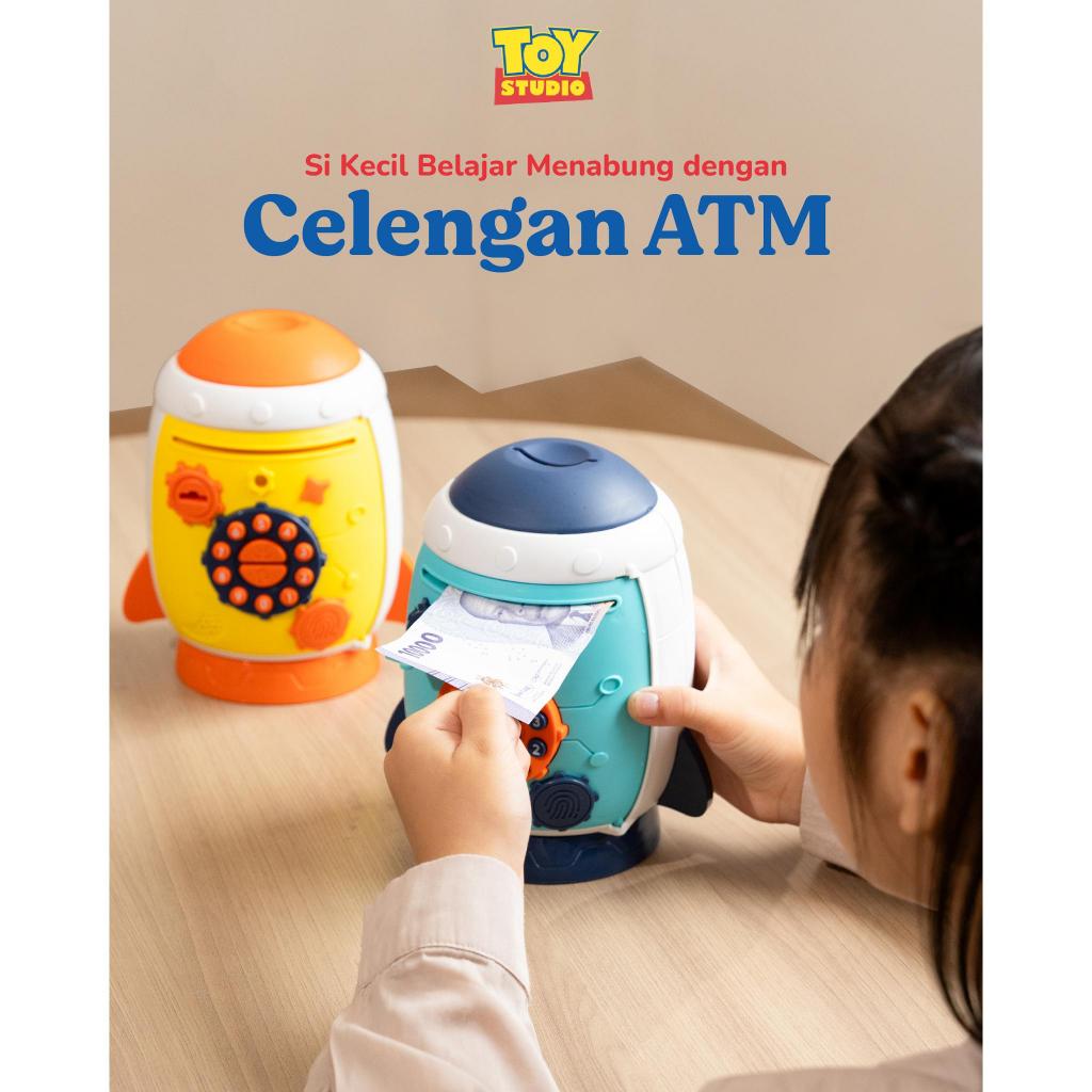 Mainan Anak ATM Celengan Brangkas Rocket Money Saving Box Nabung Uang Dengan Musik &amp; Lampu