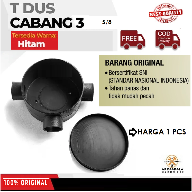 T Dus Tdus Cabang 3 Tdos Hitam Tempat Terminal Sambungan Instalasi Kabel Listrik Lubang 3