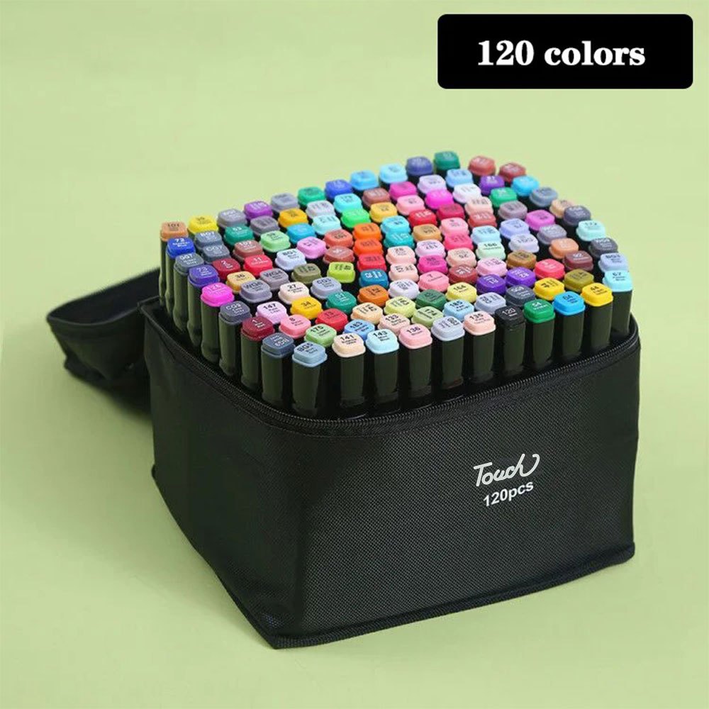 

Touch Spidol Dual Side Fine Art Brush Art Marker Set 120 Warna - CY-006 - Black