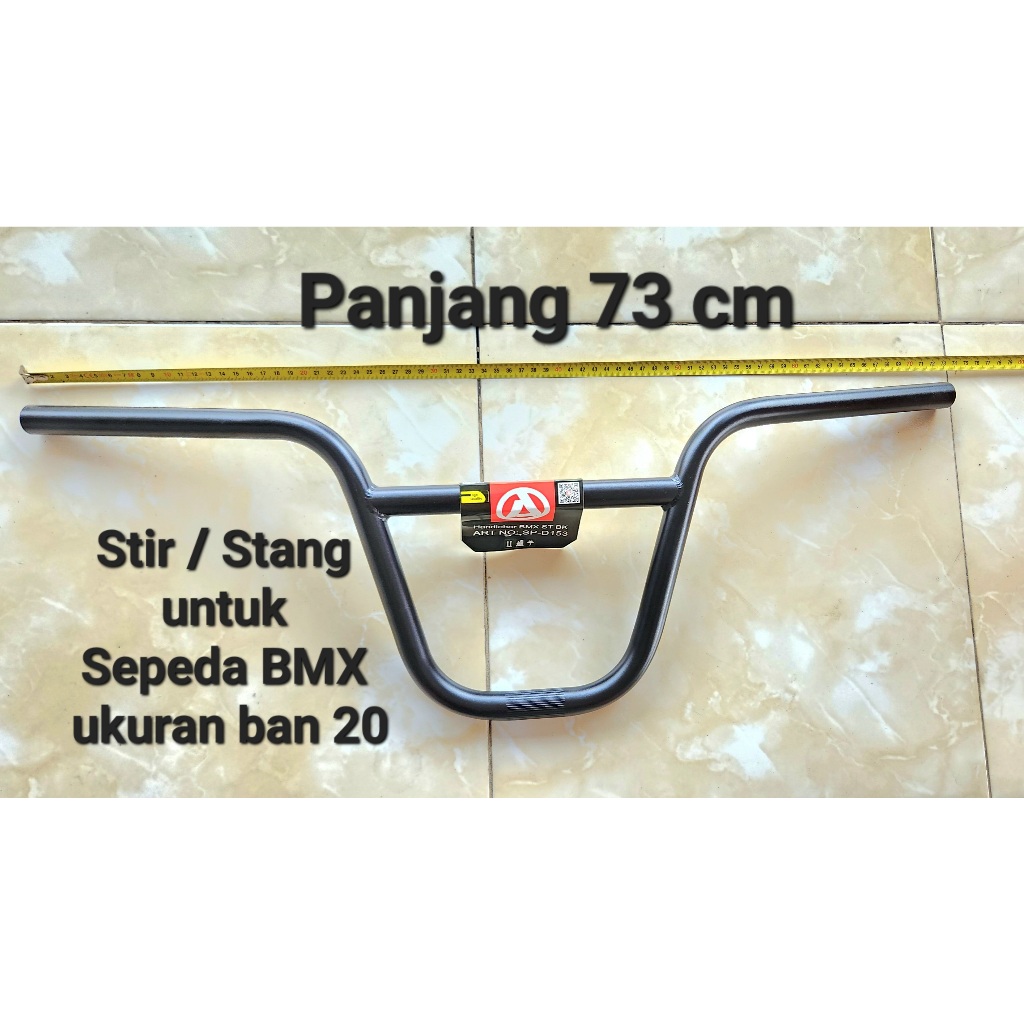 STIR SETIR STANG SEPEDA BMX ukuran ban 20 / MINITREK / MINION Palang Lurus Warna HITAM TEBAL merek P