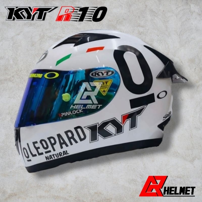 paket ganteng KYT R10 putih red bull/leopard