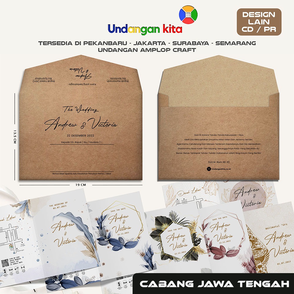 

Undangan Amplop Craft + Brief Card Softcover Rustic Elegan Murah Undangan Kita Semarang